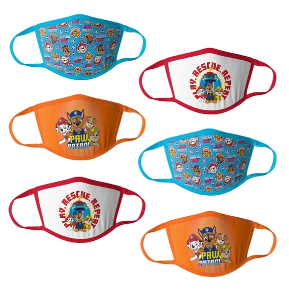Paw Patrol Boys Kids Face Masks - 6pk
