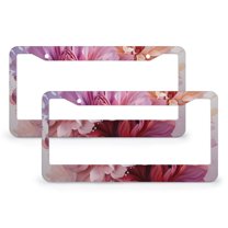 License Plate Frames Dreamy Watercolor Floral Auto Decorative Frames Cars Protector Cover Holder 2 PCS Watercolor Colorful Flowers Abstract Floral Stainless Aluminum License Plate Cover