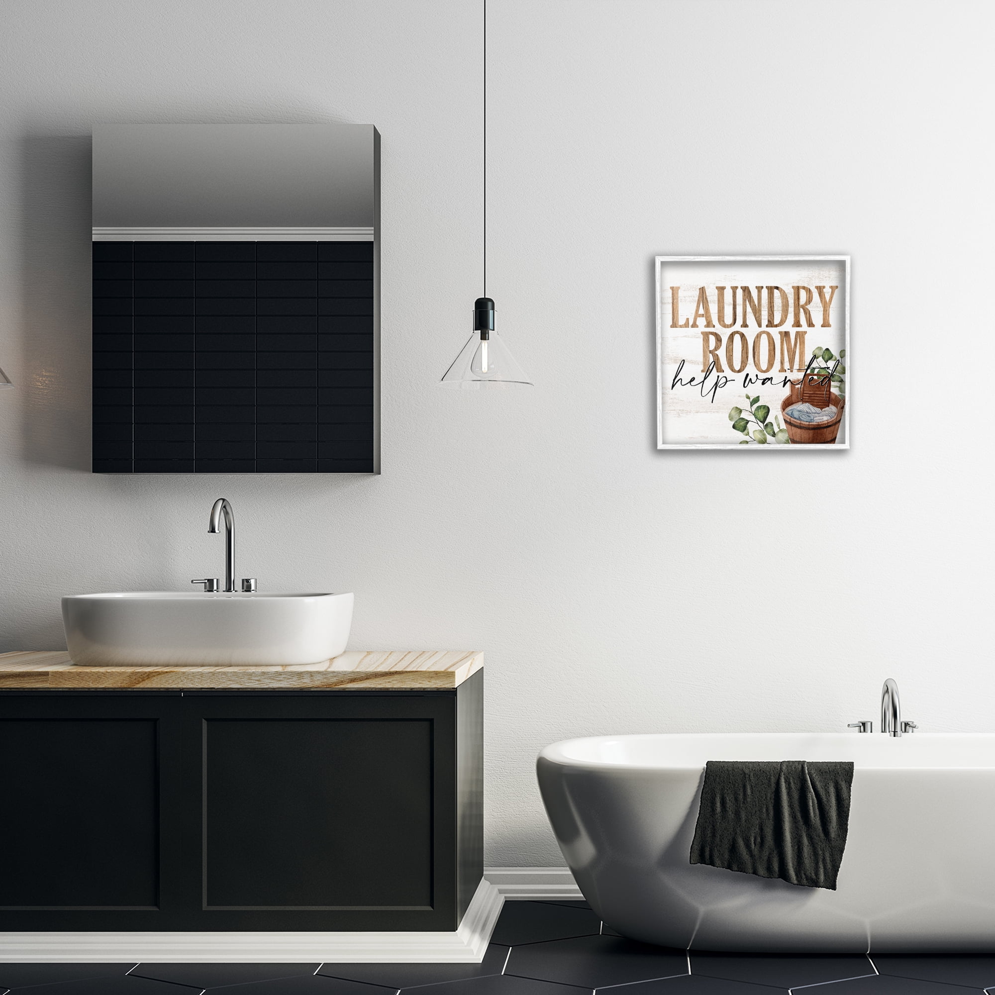Help Wanted Rustic Laundry Room White Framed Giclee Art, design by Kim Allen