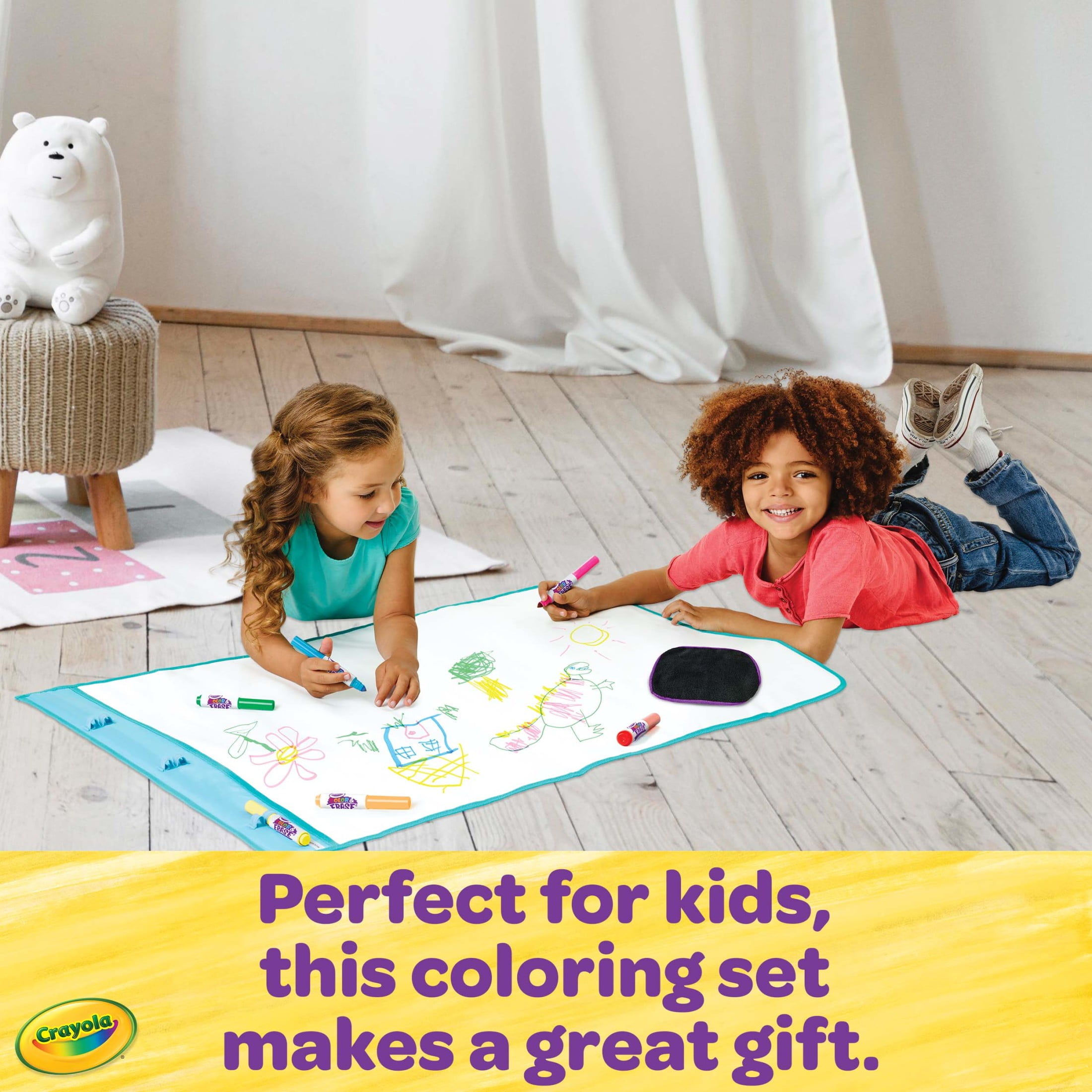 Crayola Color and Erase Mat, Travel Coloring Kit for Toddlers, Creative Play Activity, Drawing Gifts for Toddlers
