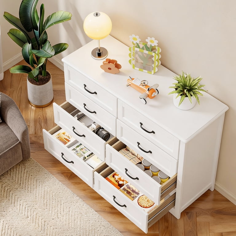 8-Drawer Dresser, Sturdy Chest of Drawers with Metal Handles