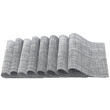 

WELPET Placemats Set of 8 Heat Resistant Stain Resistant Anti-Water Non-Slip Placemats for Dining Table Washable (Gray)