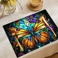 thumbnail image 4 of Butterflies Colorful Stained Glass Placemats Set of 4, Washable Table Mats Woven Heat Resistant Wipeable Indoor Outdoor Kitchen Farmhouse Dining Table Linens Coffee Place Mats 12x18 Inch, 4 of 5