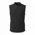 thumbnail image 3 of yillto Men Tank Tops Sleeveless Shirts Round Neck Buttons Beach Vacation Tees Solid Color Loose Summer Tshirts, 3 of 6