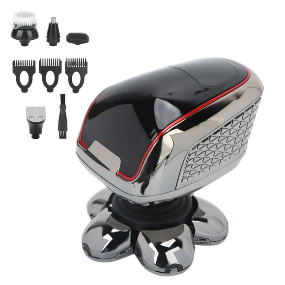 Bald Men, 5 In 1 Electric Men With 360 6D Double Blades, IPX7 Waterproof LED Display, With Nose Hair Trimmer Face Brush Beard Trimmer
