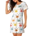 thumbnail image 2 of Fotbe Colorful Crabs Bata de Dormir para Mujer con Estampado, Camisón de Algodón de Manga Corta, Ropa de Dormir Casual, 2 of 6