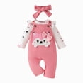 thumbnail image 6 of masbird Newborn Baby Girl Clothes Cute Ribbed Romper Floral Pants Headband Infant 3pcs Set Fall Winter Outfits For Girls,Pink,12-18 M, 6 of 7