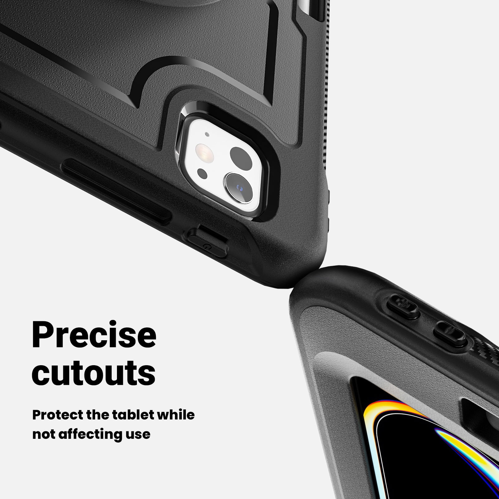 ELEHOLD Case for Apple iPad Pro 11 2024,Soft TPU Rugged Durable Case with 360° Rotating Hand Strap & Foldable Hidden Stand & Pencil Holder,Black