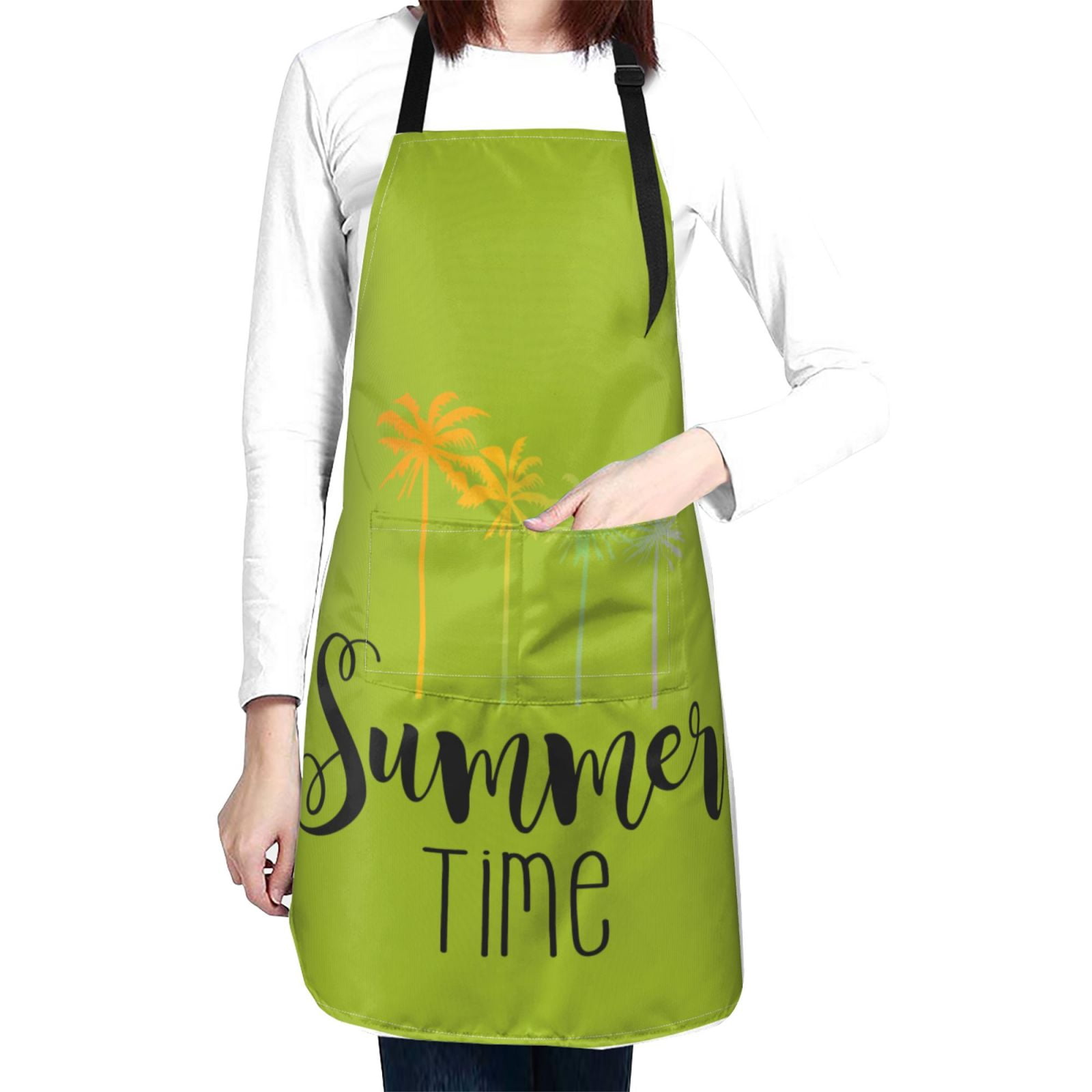 Kdxio Summer Time Apron with Pockets Adjustable Kitchen Aprons for Men Women Waterproof Aprons for Cooking,Drawing,Crafting, Baking Household Cleaning