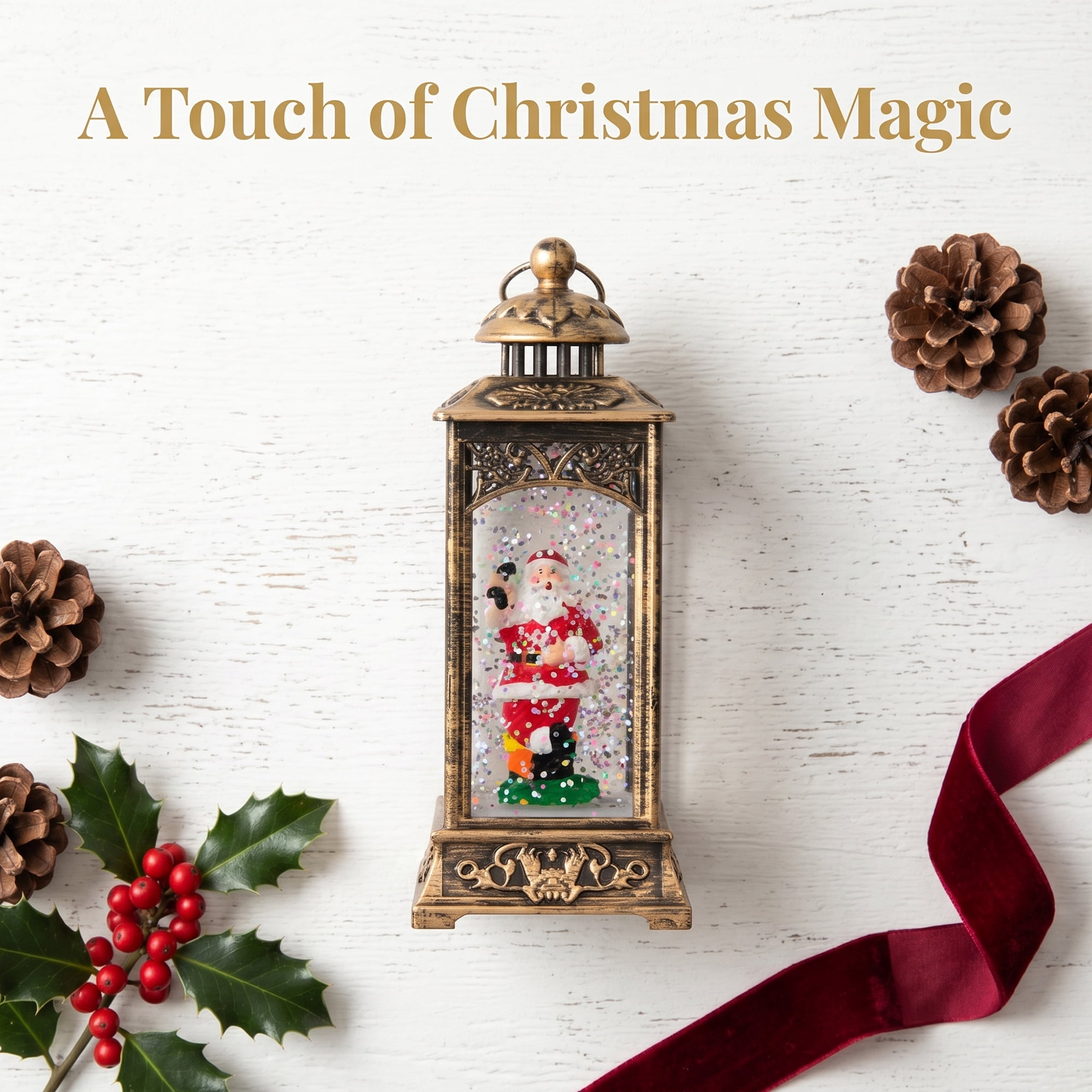 Unique Bargains Christmas Light Up Crystal Ball Mini LED Glitter Sphere Orb Brown Style V