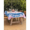thumbnail image 4 of 60x102 Inch Outdoor Tablecloth with Umbrella Hole Zipper Rectangle Pink Blue Ombre Rectangular Tablecloths Outside Waterproof Modern Boho Ethnic Tie Dye Geometric Patio Table Cover for Picnic Party, 4 of 8