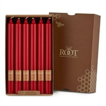 ROOT Candles Unscented Smooth Arista™ Taper Candles, 9-Inch Tall, Box of 12, Color: Red