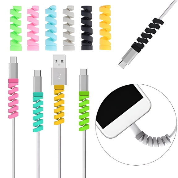 GJX Universal Silicone Spiral USB Charge Cable Cord Protector Saver Cover (Grey)