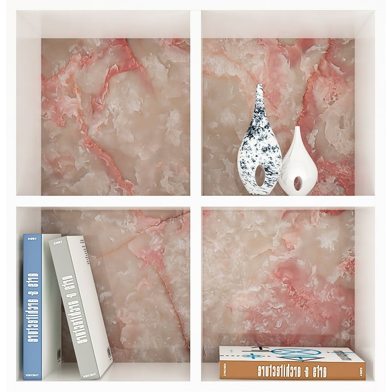 Livelynine Pink Marble Wallpaper Self Adhesive Paper for Desk Dresser Kitchen Counter Top Covers Peel and Stick Countertops for Bathroom Vanity Decor