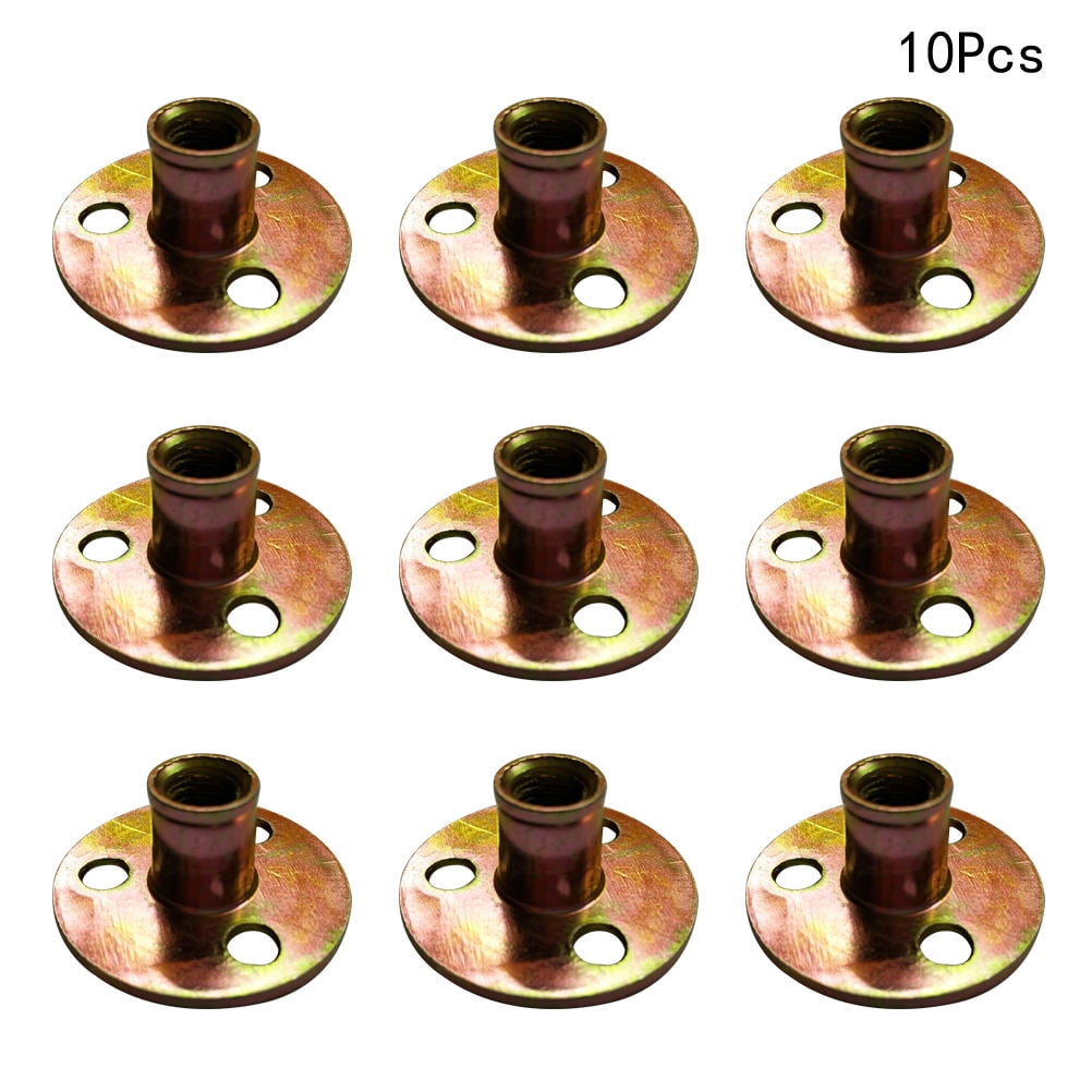 Masteelf 30 Pcs Metal 3 Screw Holes Rivet Nuts Round Base Tee Nuts for Furniture (M8)