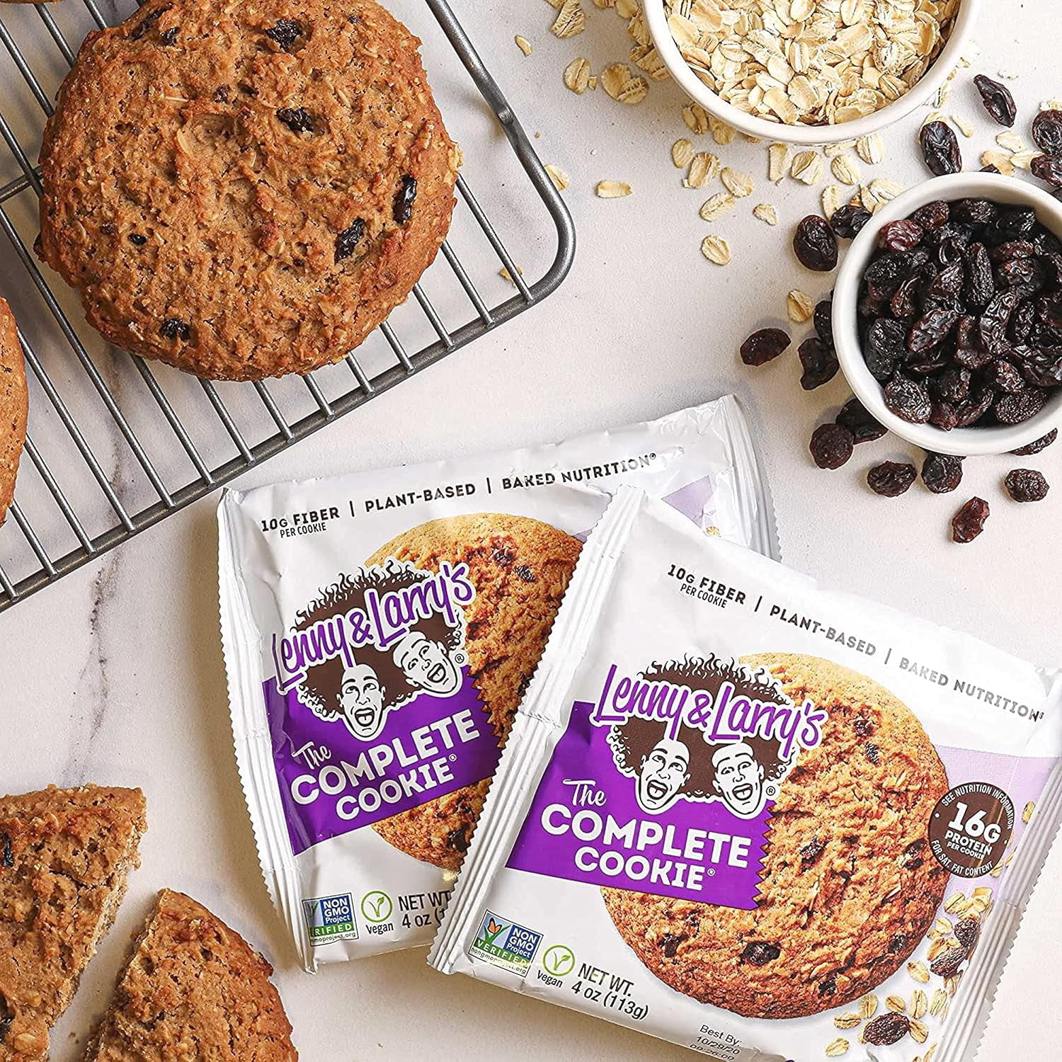 (3 pack) Lenny and Larry's The Complete Cookie, Oatmeal Raisin, 4 oz, 4 Ct