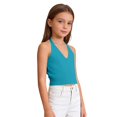 thumbnail image 6 of GiLiling Girls Ribbed Tank Top Summer Sleeveless Crop Top Cute Casual Beach Vacation Camisole (Dark Blue, 6-12 Months), 6 of 7