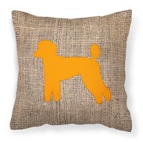 Carolines Treasures BB1114-BL-OR-PW1818 Poodle Burlap and Orange   Canvas Fabric Decorative Pillow BB1114 18H x18W