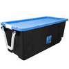 HART 50 Gallon Wheeled Plastic Storage Bin Container, Black with Blue Lid