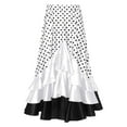 thumbnail image 3 of Doomiva Kids Girls Polka Dots Layered Ruffle Flamenco Skirt Spanish Folklorico Gypsy Full Circle Belly Dance Skirt White 6, 3 of 6