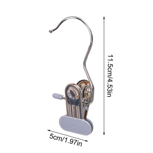Stainless Steel Hanging Hooks With 360 Degree Rotating Clips For Pants Hats Towels Laundry Storage Space Saving
