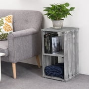 MyGift 26 inch Dark Gray Wood Crate Design Storage Shelf Organizer, End Table, Bookcase Shelving Unit