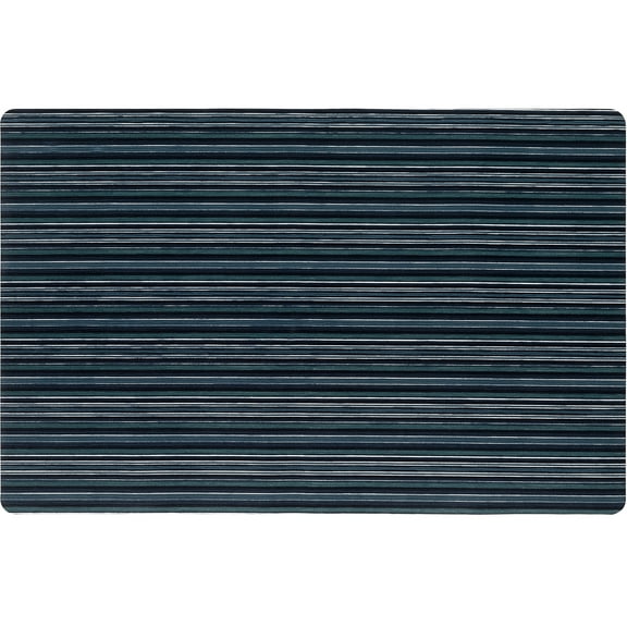 TOWN & COUNTRY BASICS Smooth Step Striped Low Profile Utility Kitchen Mat, Machine Washable, with Non-Slip Backing, Blue/Black, 24"x35"