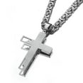 thumbnail image 2 of EOEMY Bible Jesus Cross Pendant Stainless Steel Necklace Byzantine Chain For Men Women-Silver-26Inch Or 66Cm, 2 of 6