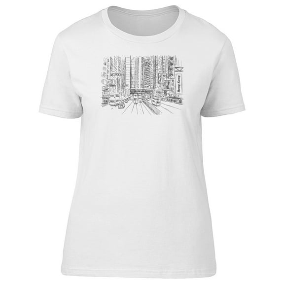 Hong Kong Streets Sketch T-Shirt Men -Image by Shutterstock, Male Small