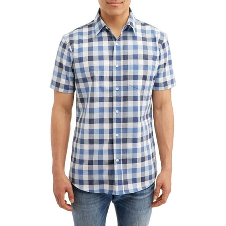 Lee Men's Plaid Short Sleeve Casual Stretch Button Down Shirt, Available Up to Size (Best Mens Casual Button Down Shirts)