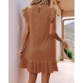 thumbnail image 6 of Summer Dresses for Women Round Neck Cap Sleeve Ruffle Hem Casual Smock Mini Dress Caramel Color XL, 6 of 7