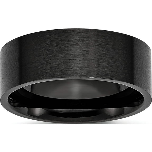 Stainless Steel Brushed Black Ip-Plated 8mm Flat Band (Size 7) Made In China sr330-7