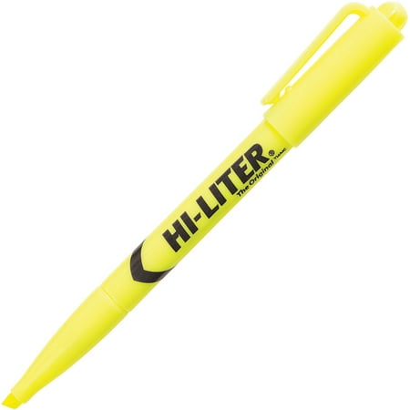 Avery HI-LITER Pen-Style Highlighter, Chisel Tip, Fluorescent Yellow Ink, Dozen