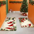 thumbnail image 3 of 3PCS Kitchen Mat set, Welcome Door Flannel Rug,Home Decor for Front Door,Kitchen, Bathroom, Red Cardinals Holly Berries Christmas Theme Pattern ,Great Thanksgiving Day, 3 of 9