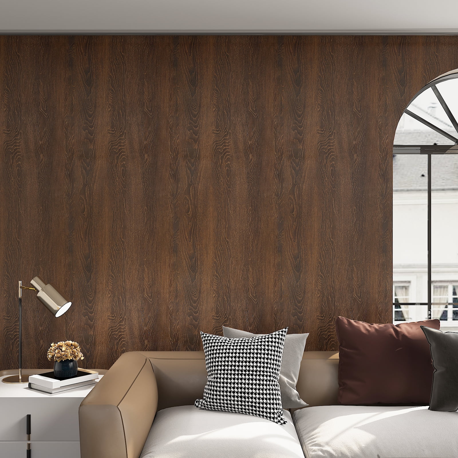 CHIHUT 17.7"x236" Dark Brown Wood Wallpaper Peel and Stick Countertop Contact Paper Waterproof Wood Grain Wallpaper for Kitchen Removable Self Adhesive Wood Vinyl Roll for Cabinets Shelf Liners
