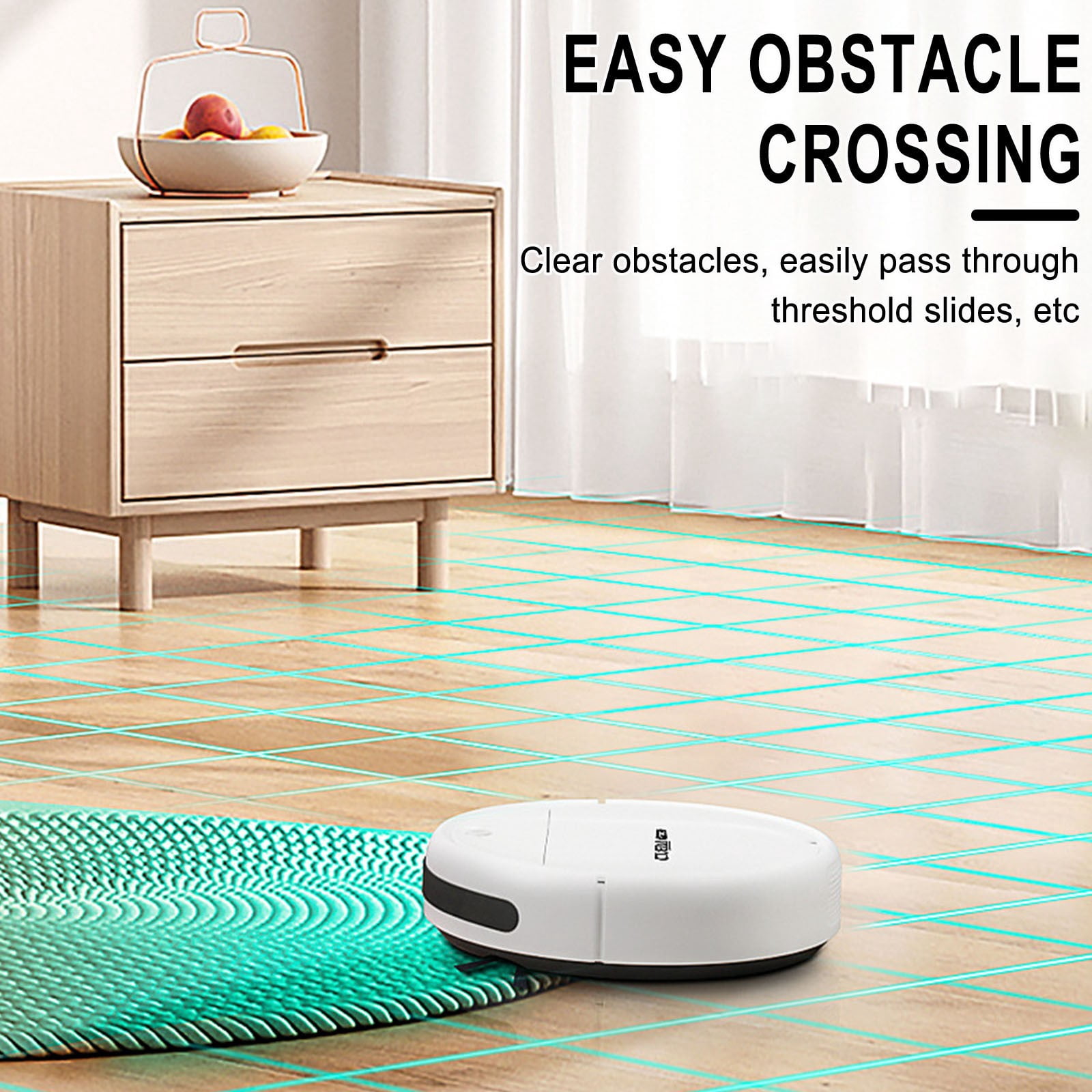 Mini Fully Automatic Robot Vacuum Cleaner USB Charging, 2-in-1 Dry Wet Mopping Robotic Vacuum, Low Noise Slim Smart Cleaning Robot for Home Bedroom Living Room Hard Floor