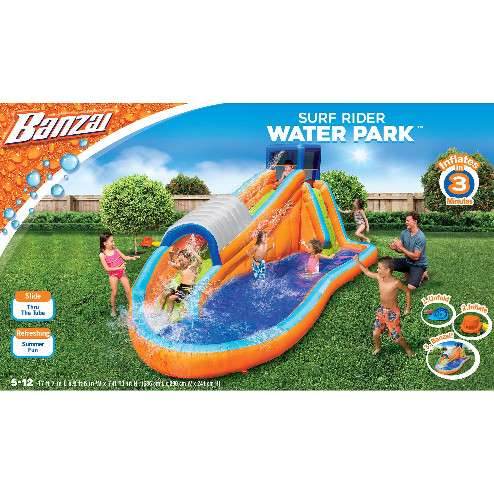BANZAI Inflatable Safari Splash Water Park, Length: 14 Ft, Width