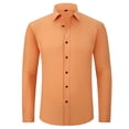 thumbnail image 1 of Mens T-Shirts Stretch Slim Business Casual Solid Color Long Sleeve Orange Going Out Fall Tops size XXXL, 1 of 4
