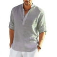 thumbnail image 4 of Men's Long Sleeved Linen Shirt, Cotton And Linen Casual Shirt, S-5xl Top, Brand Free Shipping, 4 of 4