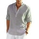 thumbnail image 5 of Camisa de lino de manga larga para hombre, camisa informal de algodón y lino, Top S-5xl, nuevo envío gratis, 5 of 5