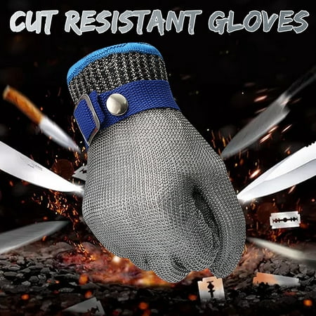 Anti-cutting Gloves, 1pc Mesh Work Glove Stainless Steel Wire Cut Resistant Safety Breathable Protective Metal Mesh Work Glove With 1pc White Cotton