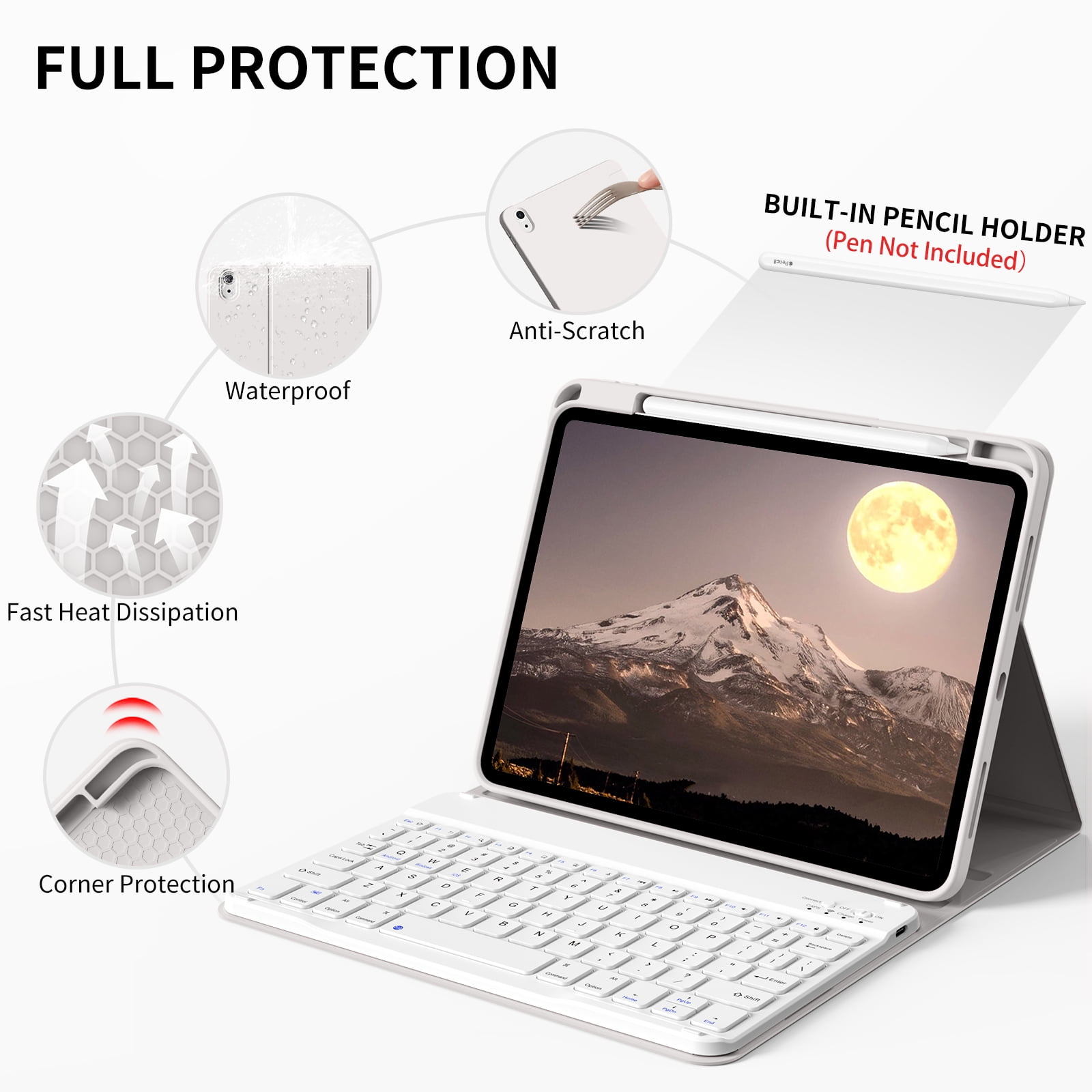 Kenke Case for iPad (A16) 11th Generation 11 inch 2025 with Keyboard,iPad 10th Generation 10.9 inch 2022 Detachable Bluetooth Keyboard Rechargeable,with Pencil Holder,Soft TPU Back Cover,Grey