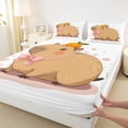 thumbnail image 4 of Erosebridal Cartoon Bow Capybara Bed Sheets 4pcs For Boys Girls,Cute Pink Bow Knot Animal King Sheets For Kids,Ultra Soft Home Decor, 4 of 5