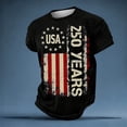 thumbnail image 5 of Men's USA 250 Years Patriotic Flag Print T Shirts Casual Short Sleeve Independence Day Comfortable Tees Tops,Black,S, 5 of 9