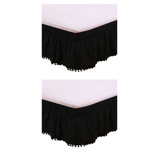 Wosthever Y Faldas De Cama Elegantes Y Elegantes Para Un Hogar Elegante Durable Alrededor De La Cenefa De La Cama Sábana Negro US-Full54*75in Negro EE.UU.-Full54*75in 2Conjunto