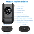 thumbnail image 3 of iMounTEK 150 PSI Tire Inflator, Portable Air Compressor Bicycle Pump with Digital Pressure Gauge LED Light Mini Rechargeable Tire Pump Electric Air Pump for Car Bike Motorcycle Balls, 3 of 4