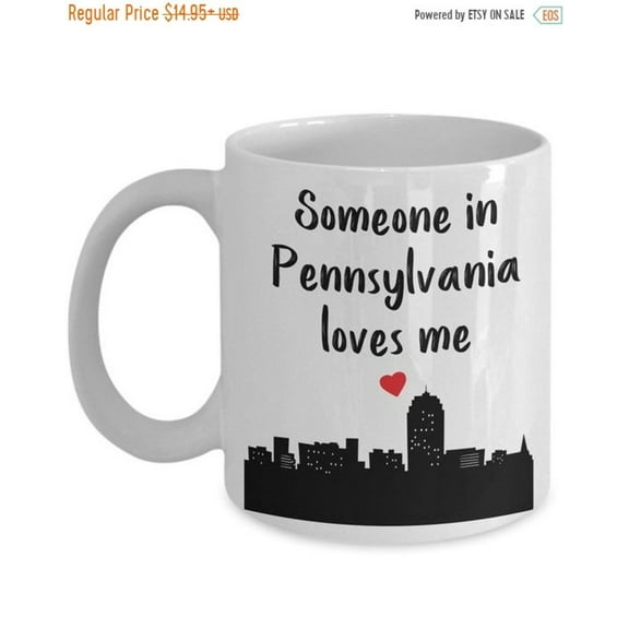 Someone in Pennsylvania Loves Me Mug - Funny Tea Hot Cocoa Coffee Cup - Novelty Birthday Christmas Anniversary Gag Gifts, Ceramic Mug 15Oz
