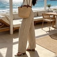 thumbnail image 5 of Ailaofu Women's Summer Striped Wide Leg Pants Drawstring Elastic Waist Casual Palazzo Trousers with Pockets Lightweight Loose Beach Pants for Vacation, 5 of 8