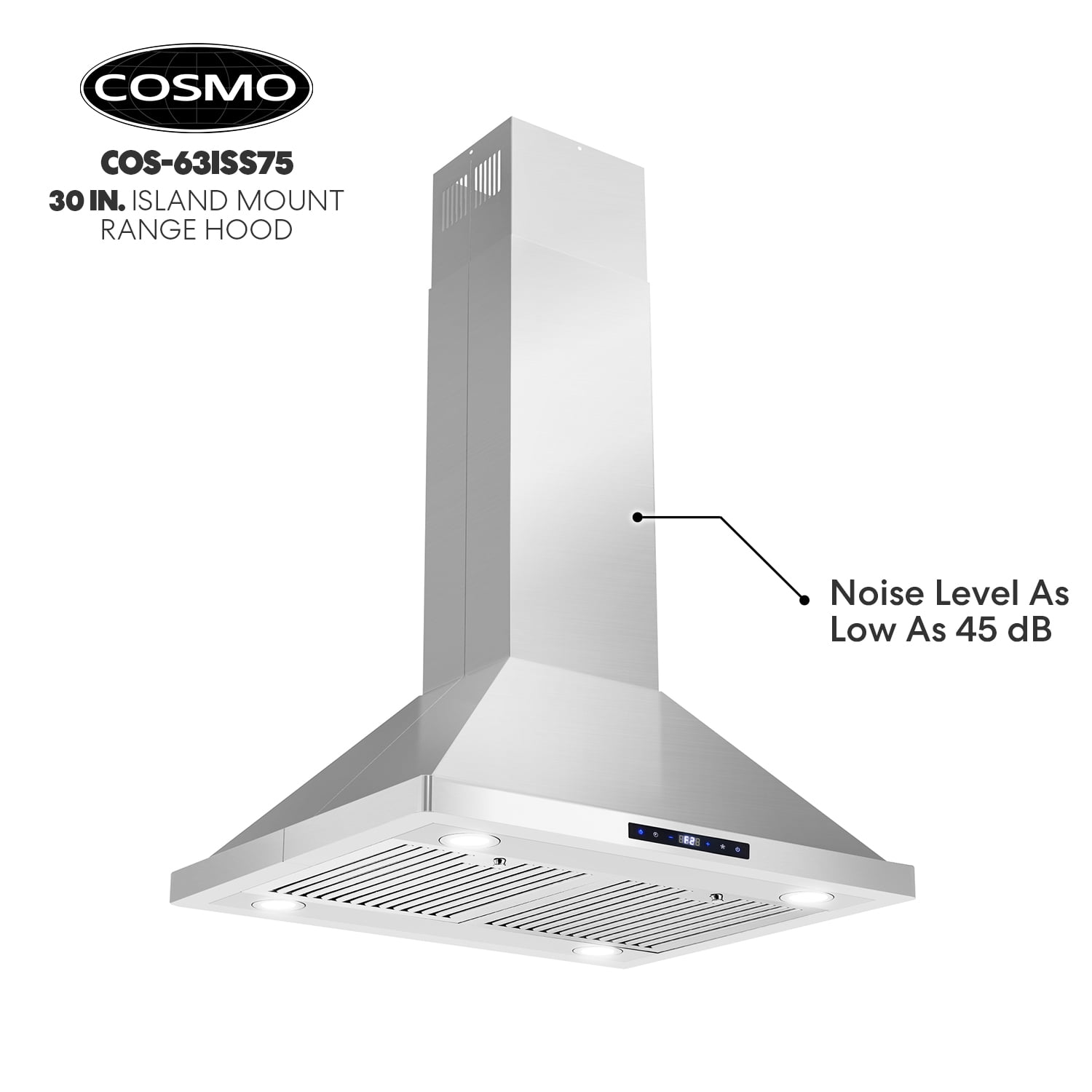 36 in. Ducted Island Range Hood Cosmo Appliances (663ISS75)