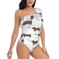 thumbnail image 5 of Balery Dachshund Dog Puppy One Shoulder Swimsuits for Women Ruffle Swimsuits Tummy Control One Shoulder Bathing Suits-X-Large, 5 of 8
